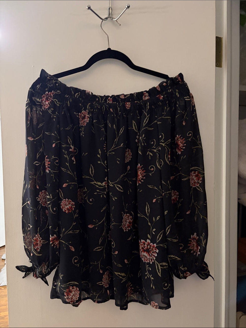 Bardot Black Floral Off-Shoulder Blouse